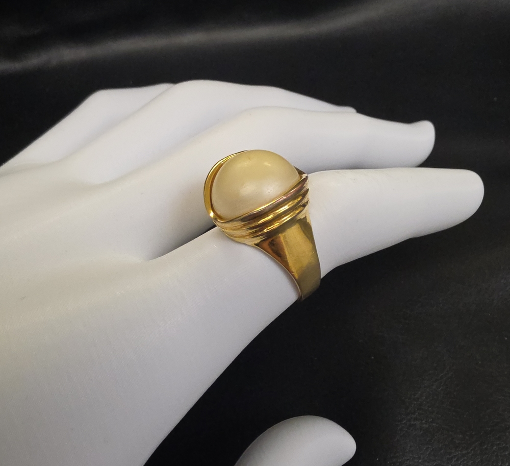 Gold Pearl Dome Ring - Women's Fashion Jewelry